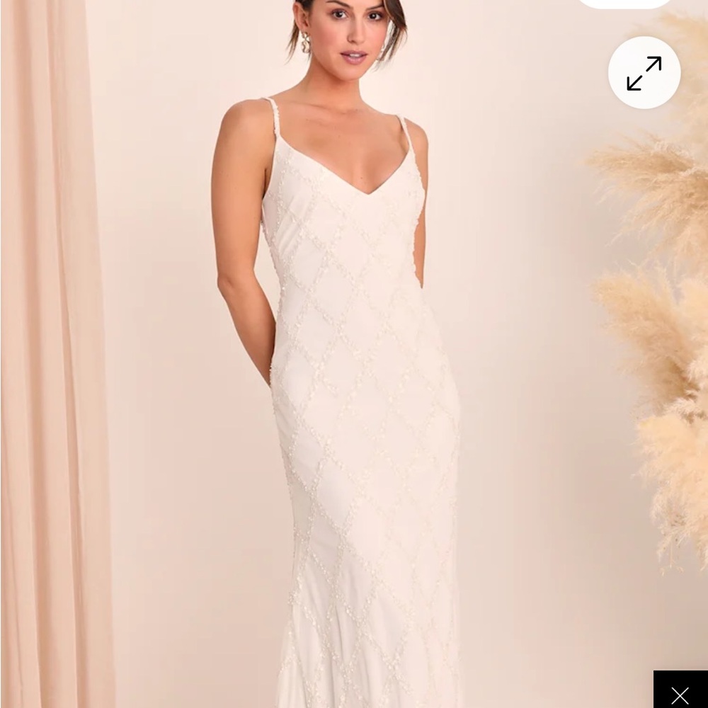 Lulu’s Radiantly adorned mermaid Elegant White Women's Dress xl